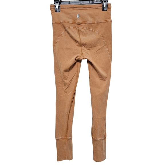 FreePeople Movement S Camel Wash Seam Leggings Ribbed Waist Athleisure Yoga Gym - Picture 2 of 10